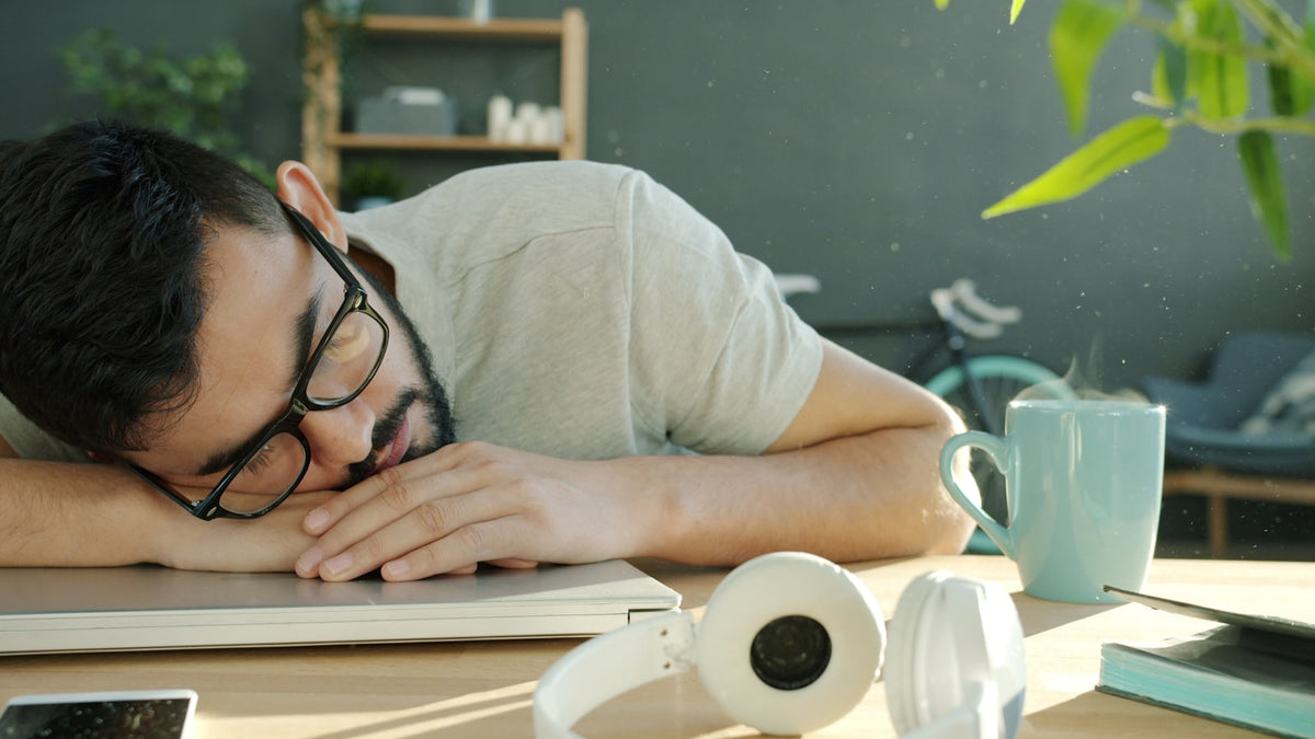 Young person asleep at their desk after a long study or work session
